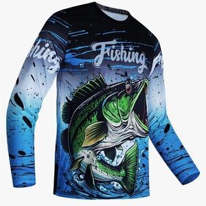 Fishing Graphic Men's Fishing Shirt - Blue and Green